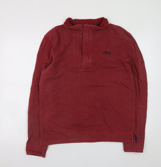 Mens UK Size M Weird Fish Red Henley Sweatshirt