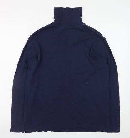 James Pringle Men's Blue Cotton Roll Neck Long Sleeve T-Shirt Size M