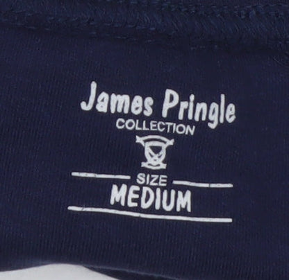James Pringle Men's Blue Cotton Roll Neck Long Sleeve T-Shirt Size M