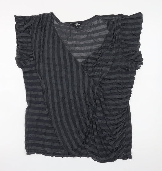 Womens UK Size 18 Marks and Spencer Black Wrap Blouse