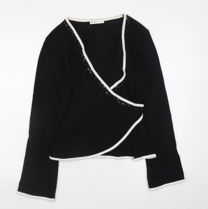 George Women’s Black Wrap V-Neck Long Sleeve Jumper Size 14