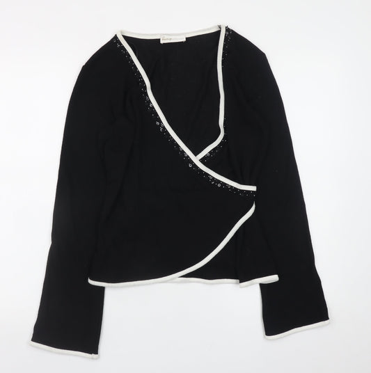 George Women’s Black Wrap V-Neck Long Sleeve Jumper Size 14