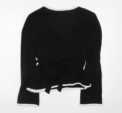 George Women’s Black Wrap V-Neck Long Sleeve Jumper Size 14