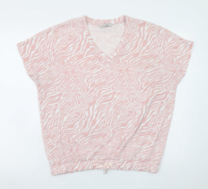 George Women Pink Animal Print V-Neck Pyjama Top Size 12-14