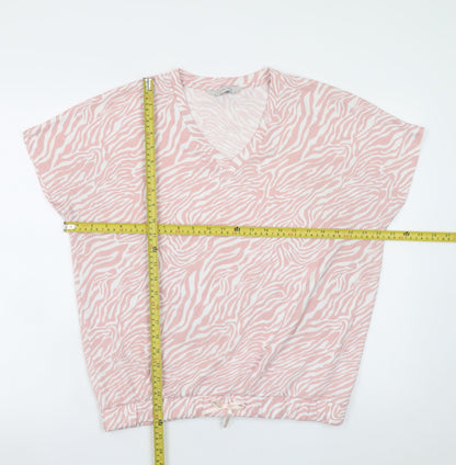 George Women Pink Animal Print V-Neck Pyjama Top Size 12-14