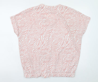 George Women Pink Animal Print V-Neck Pyjama Top Size 12-14