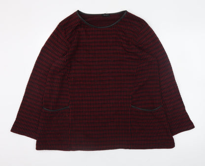 Luca Vanucci Women Red Knit Tunic Blouse Size L Long Sleeve