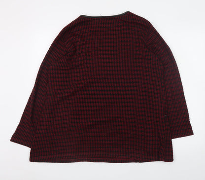 Luca Vanucci Women Red Knit Tunic Blouse Size L Long Sleeve