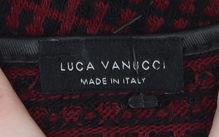 Luca Vanucci Women Red Knit Tunic Blouse Size L Long Sleeve