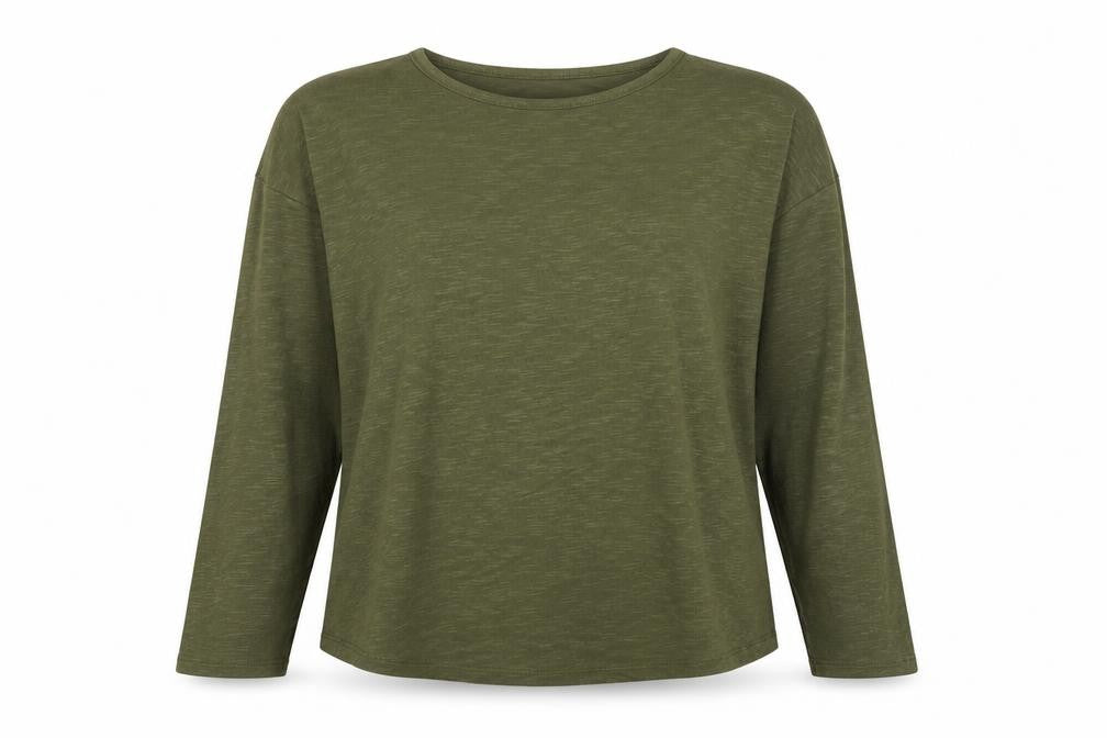 Papaya Women Green Long Sleeve Basic Jersey T-Shirt L