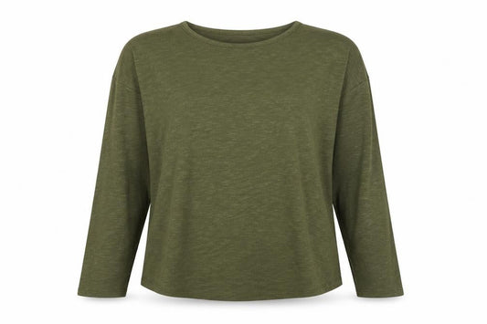 Papaya Women Green Long Sleeve Basic Jersey T-Shirt L