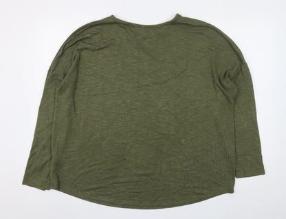 Papaya Women Green Long Sleeve Basic Jersey T-Shirt L