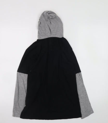 Threadbare Boys Black & Grey Hoodie 11-12 Years Pullover Stay Cool Graphic