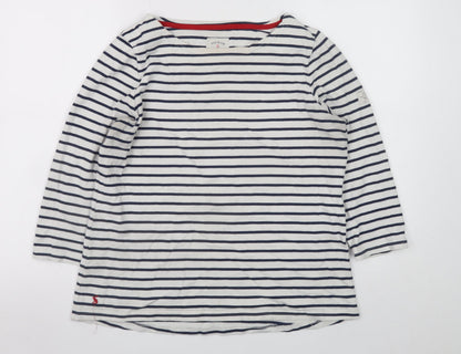Joules Women’s White Navy Striped Cotton 3/4 Sleeve Tunic Top Size 16