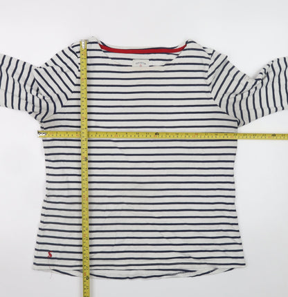 Joules Women’s White Navy Striped Cotton 3/4 Sleeve Tunic Top Size 16