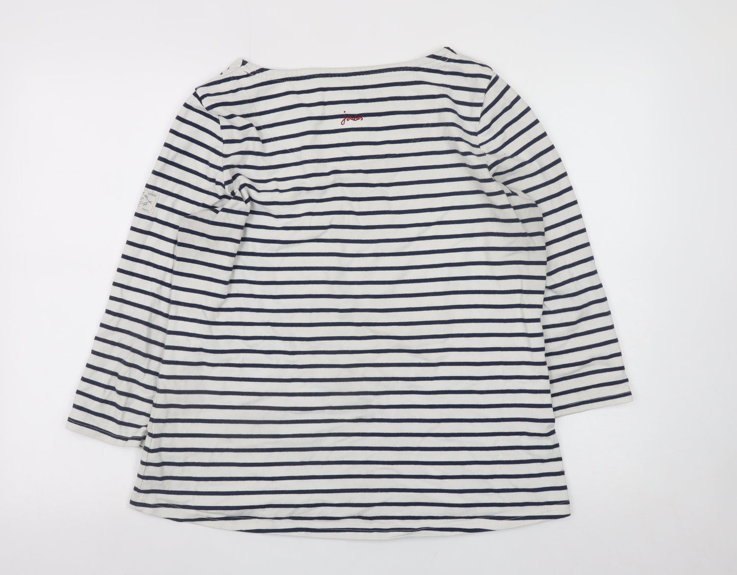 Joules Women’s White Navy Striped Cotton 3/4 Sleeve Tunic Top Size 16