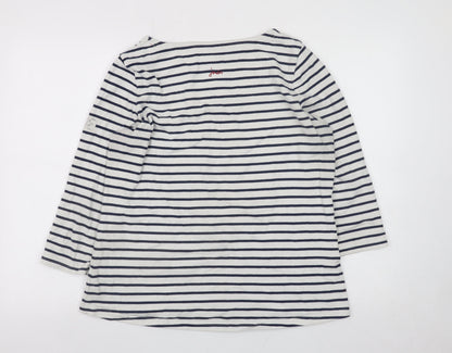 Joules Women’s White Navy Striped Cotton 3/4 Sleeve Tunic Top Size 16