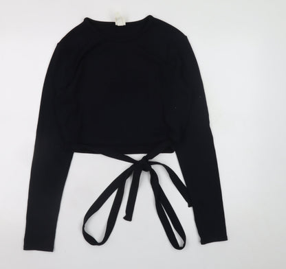 Womens UK Size 12 H&M Black Cropped T-Shirt