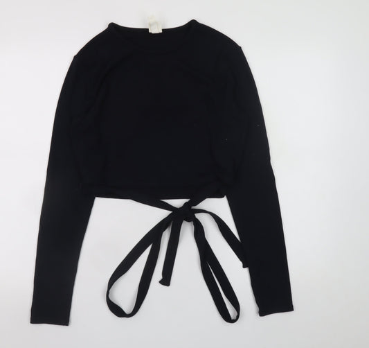Womens UK Size 12 H&M Black Cropped T-Shirt