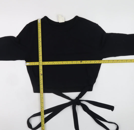 Womens UK Size 12 H&M Black Cropped T-Shirt
