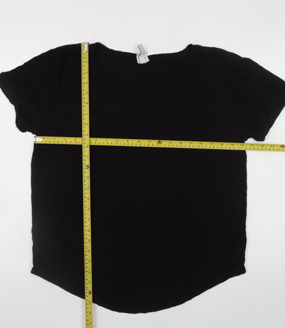 Womens UK Size M H&M Black Basic T-Shirt