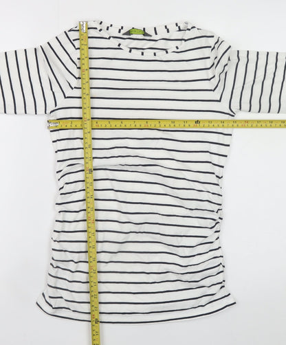 Blooming Marvellous Women’s White Striped 3/4 Sleeve Boat Neck T-Shirt Size S
