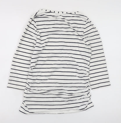 Blooming Marvellous Women’s White Striped 3/4 Sleeve Boat Neck T-Shirt Size S