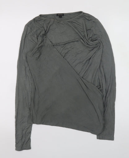 River Island Women’s Grey Asymmetric Long Sleeve T-Shirt Size 14