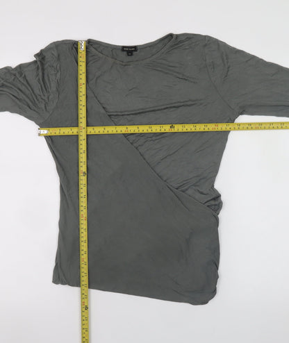 River Island Women’s Grey Asymmetric Long Sleeve T-Shirt Size 14