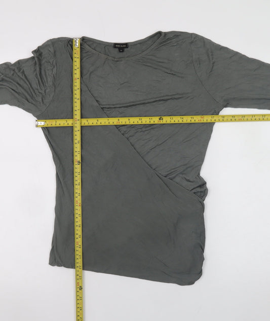 River Island Women’s Grey Asymmetric Long Sleeve T-Shirt Size 14