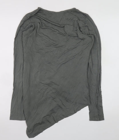 River Island Women’s Grey Asymmetric Long Sleeve T-Shirt Size 14