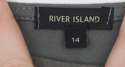 River Island Women’s Grey Asymmetric Long Sleeve T-Shirt Size 14