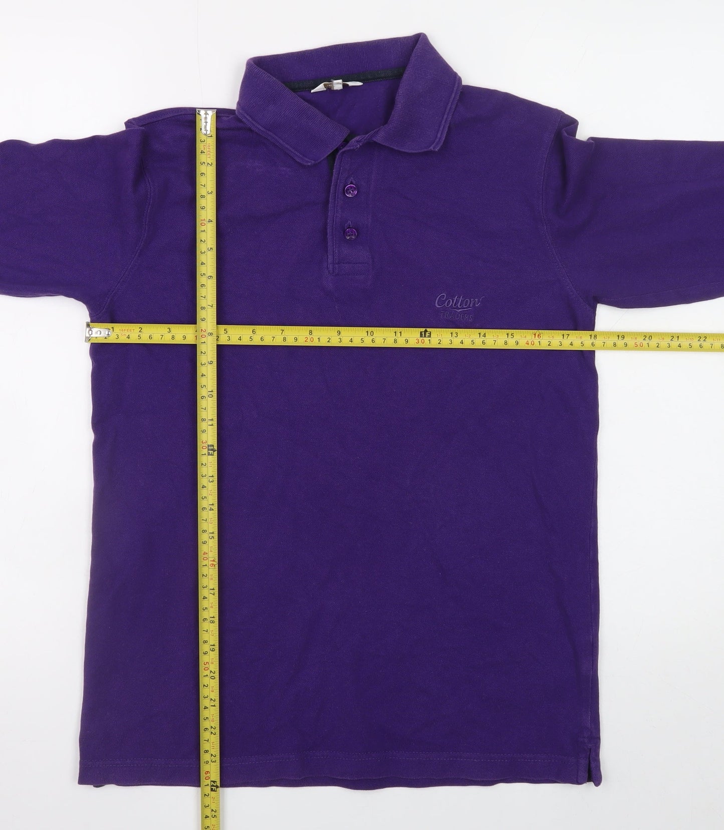Cotton Traders Men's Purple Long Sleeve Polo Shirt XS 100% Cotton Regular Fit