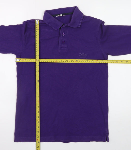 Cotton Traders Men's Purple Long Sleeve Polo Shirt XS 100% Cotton Regular Fit