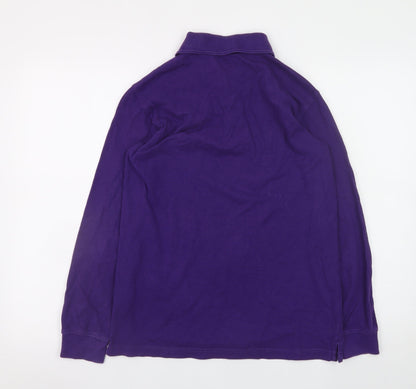 Cotton Traders Men's Purple Long Sleeve Polo Shirt XS 100% Cotton Regular Fit