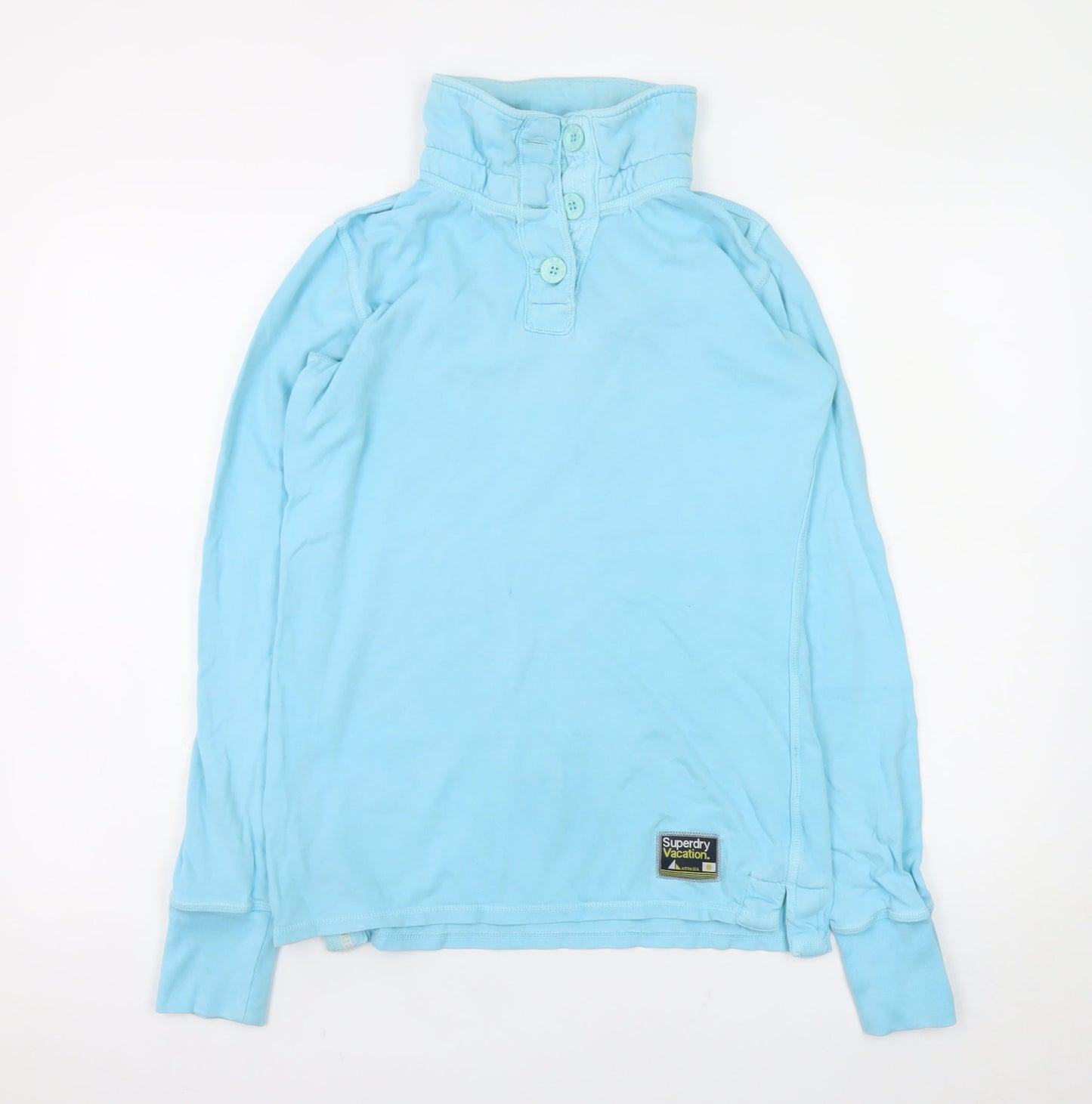 Mens UK Size S Superdry Blue Henley Sweatshirt