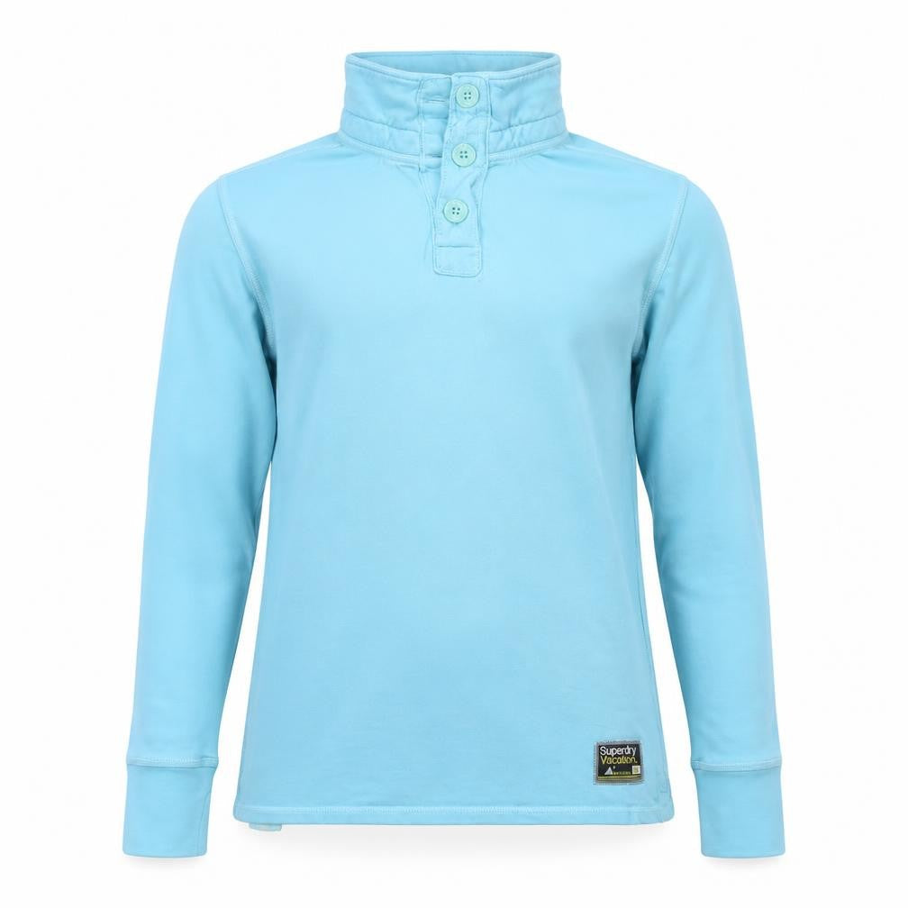 Mens UK Size S Superdry Blue Henley Sweatshirt