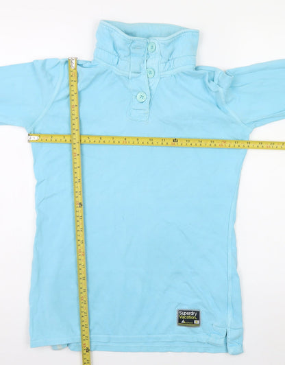 Mens UK Size S Superdry Blue Henley Sweatshirt