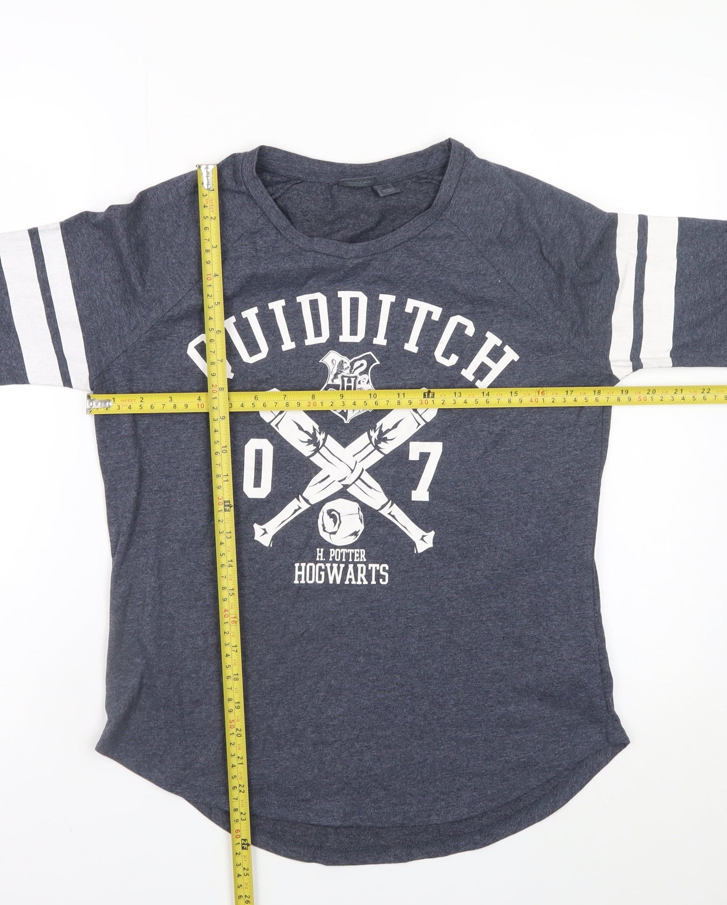 Harry Potter Girls Blue Quidditch 3/4 Sleeve T-Shirt Size 12 Hogwarts Tee
