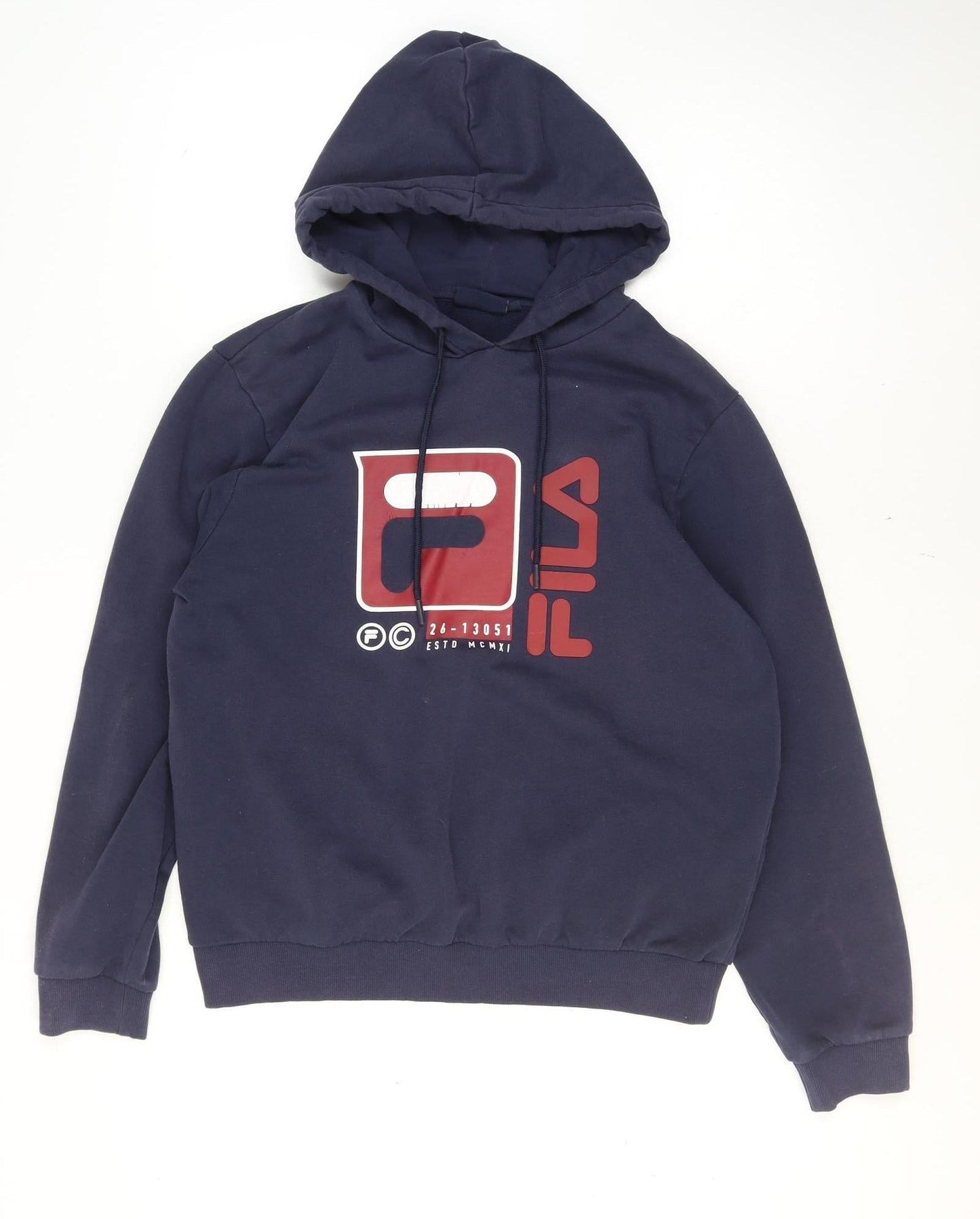 Mens UK Size L FILA Blue Pullover Hoodie