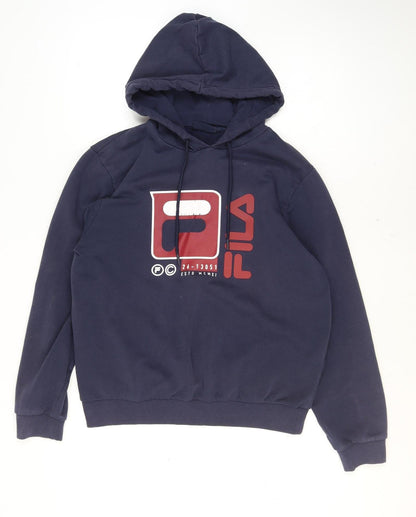 Mens UK Size L FILA Blue Pullover Hoodie