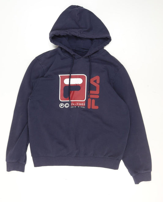 Mens UK Size L FILA Blue Pullover Hoodie