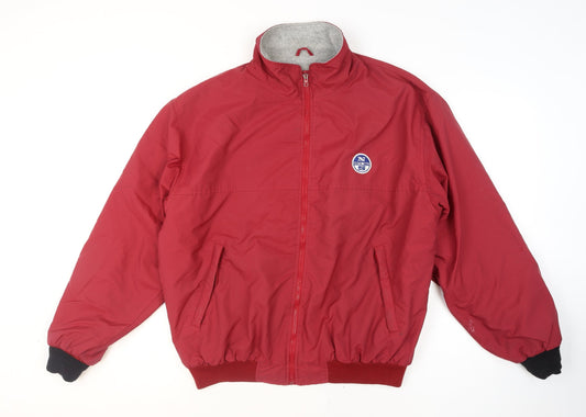 North Sails Men's Red XL Bomber Jacket with Logo Zip Pockets