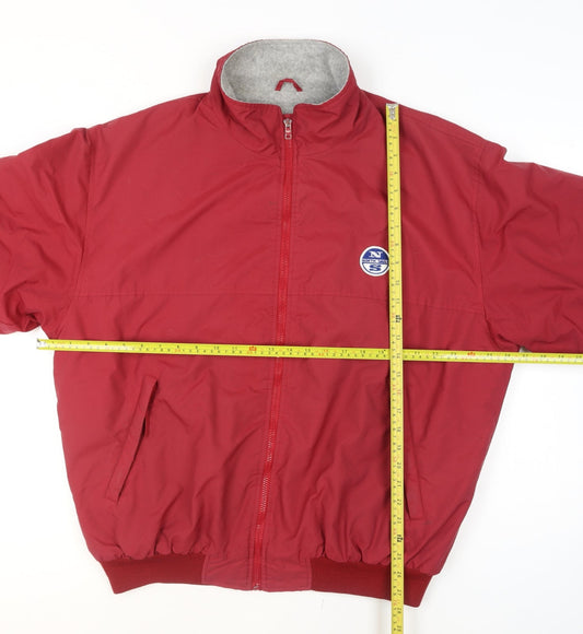 North Sails Men's Red XL Bomber Jacket with Logo Zip Pockets