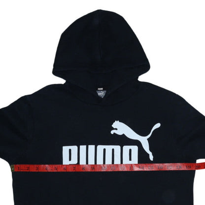 Puma Boys Black Pullover Hoodie Size 15-16 Years Fleece Logo Sweatshirt