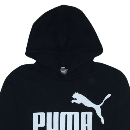 Puma Boys Black Pullover Hoodie Size 15-16 Years Fleece Logo Sweatshirt
