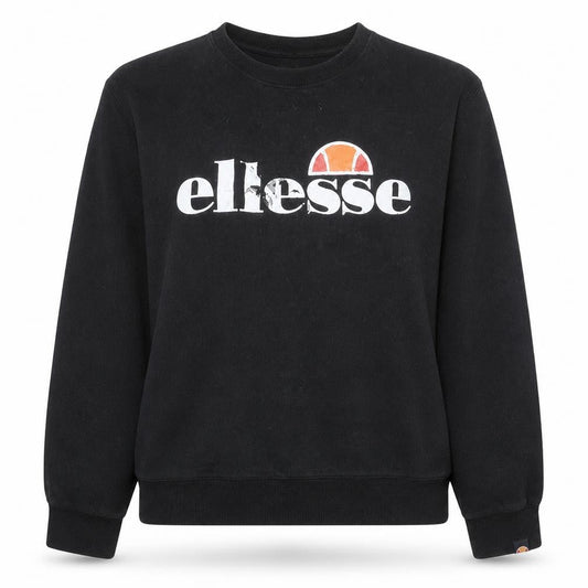 Front view of Ellesse women’s black crew neck pullover sweatshirt uk 14 cotton blend