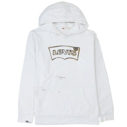 Mens UK Size L Levi's White Pullover Hoodie