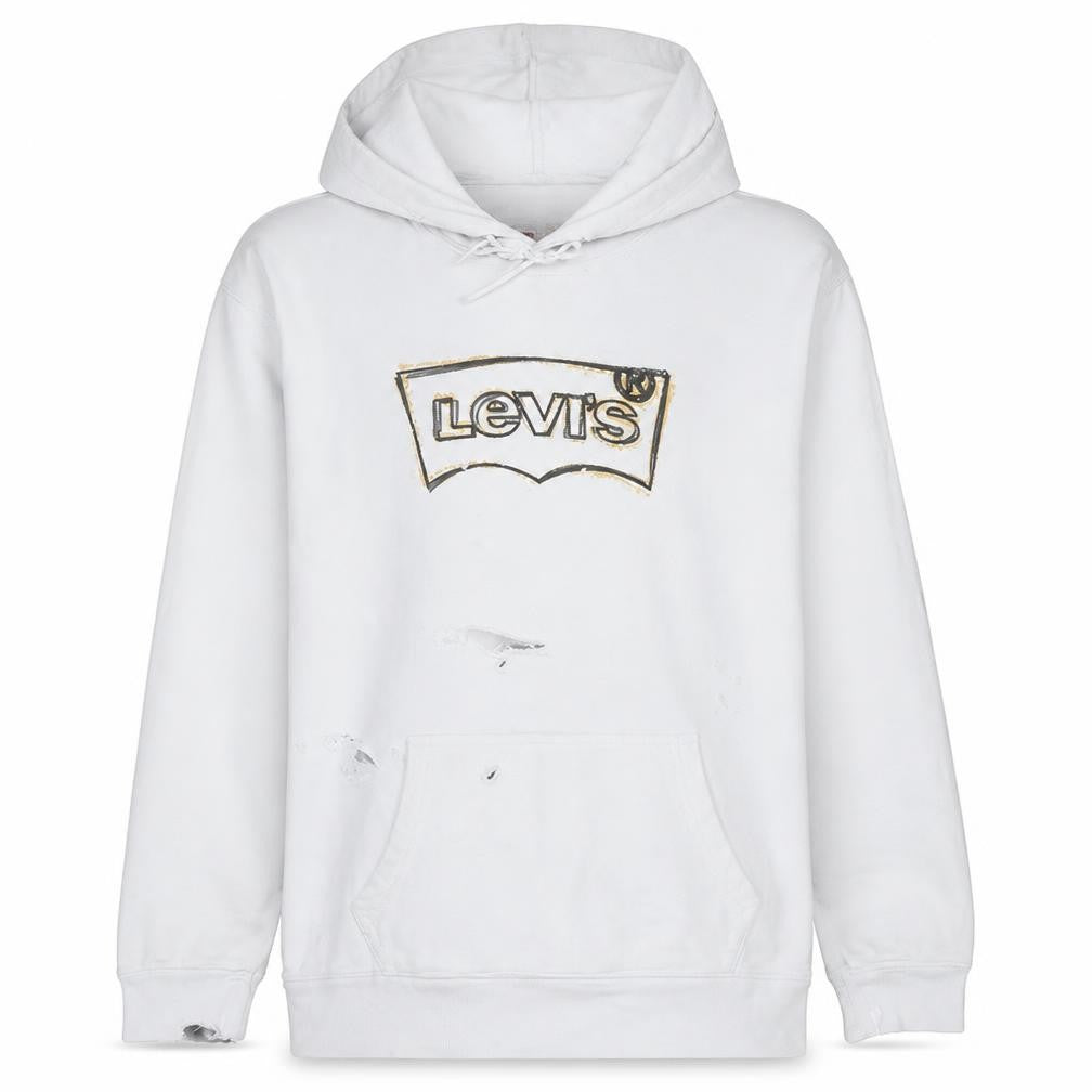 Mens UK Size L Levi's White Pullover Hoodie