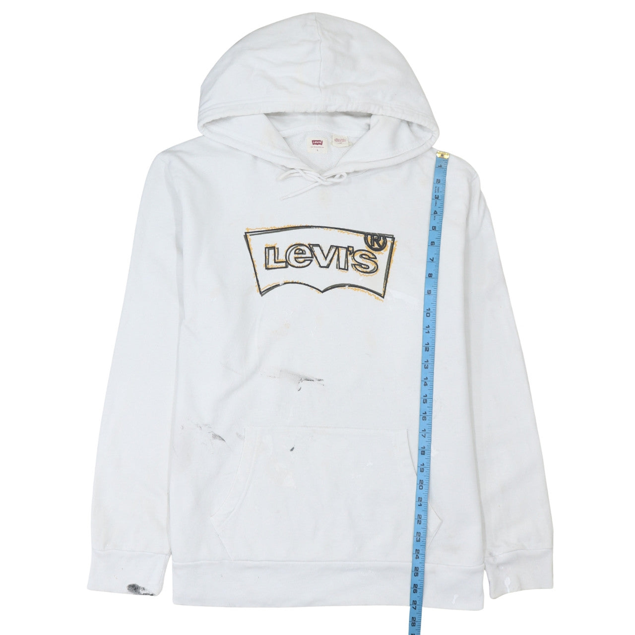 Mens UK Size L Levi's White Pullover Hoodie